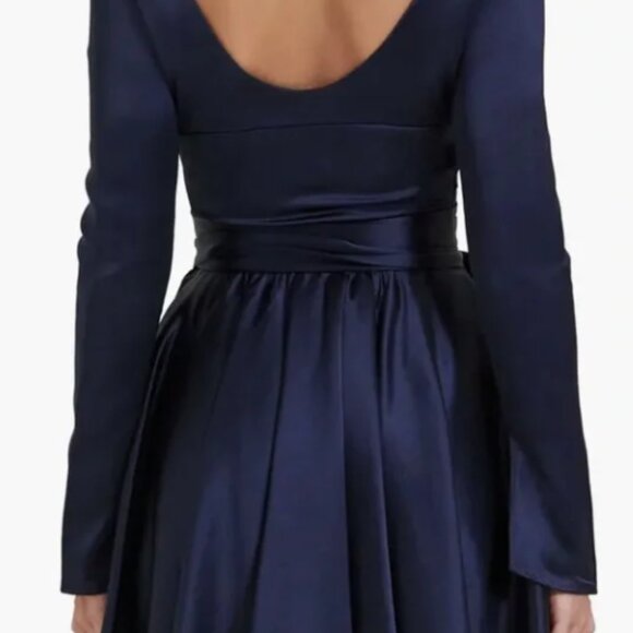 House of CB Dominique Navy Blue Satin Dress - Picture 4 of 8